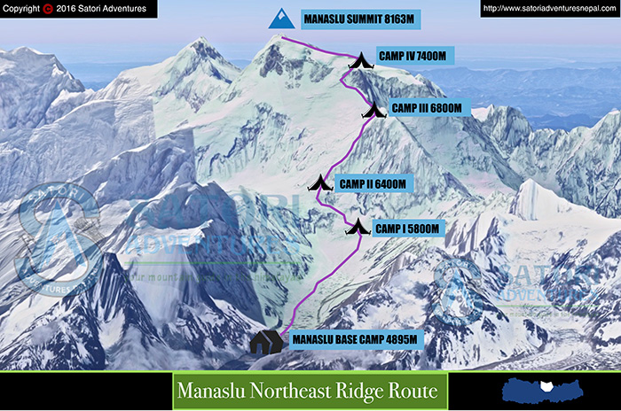 56manaslu climbing route map