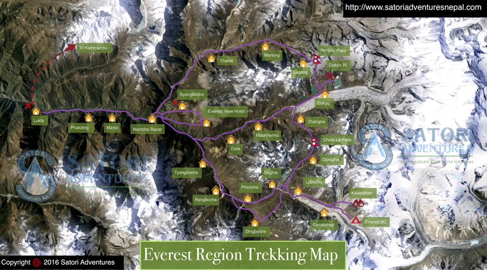 60everest region trekking map sm