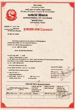 Tourism licence
