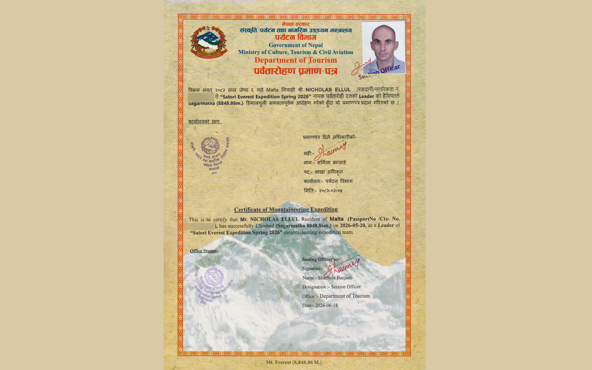  Everest Expedition Spring 2026 