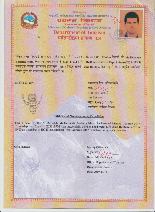  Amadablam Exped. Autumn 2019 