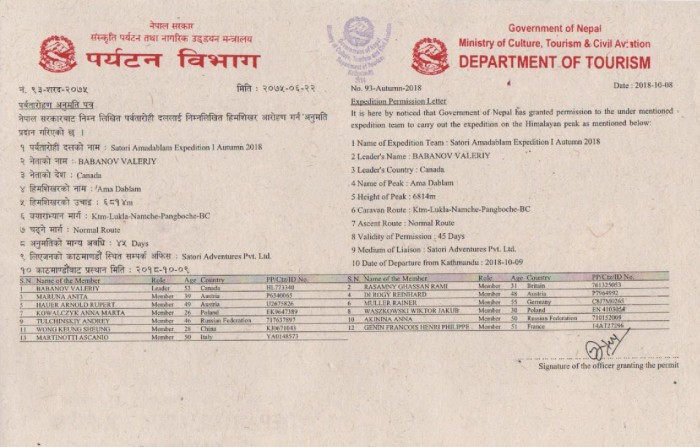  Amadablam Exped. Autumn 2018 