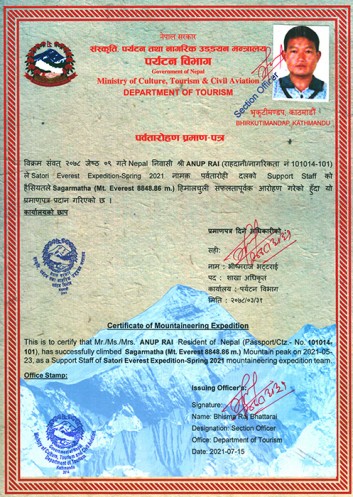  Everest Expedition South 2021 