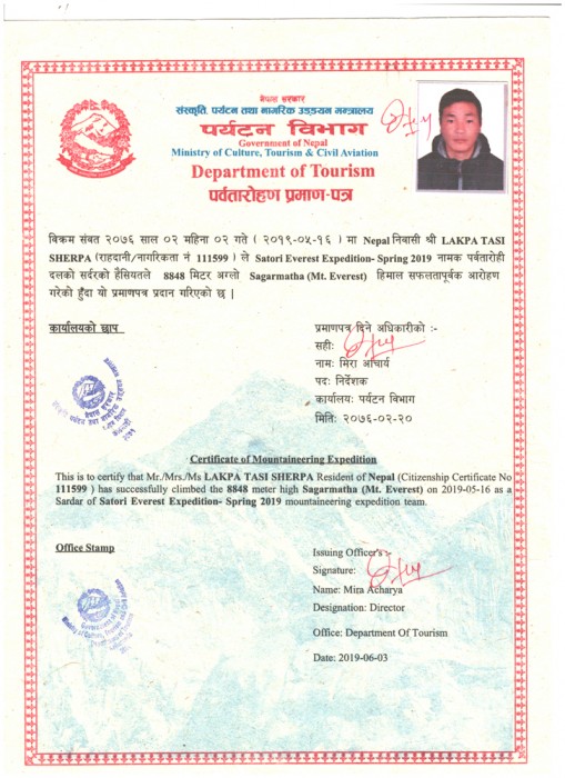  Everest Expedition Spring 2019 