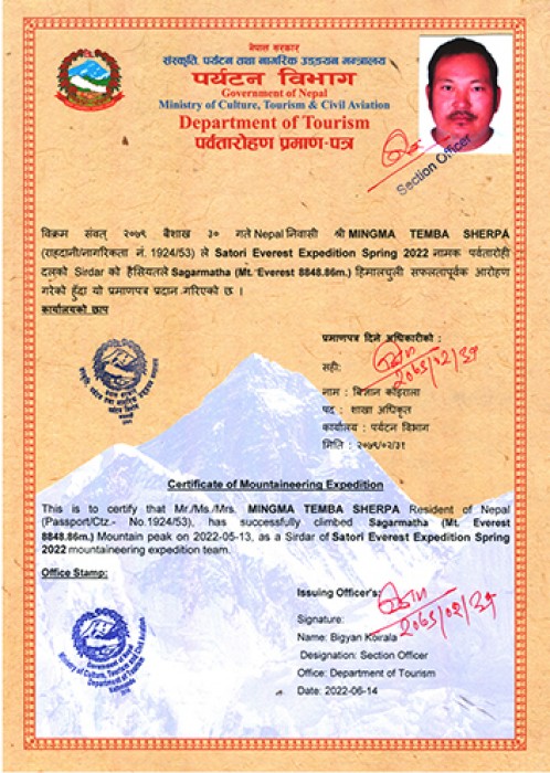  Everest Expedition Spring 2022 