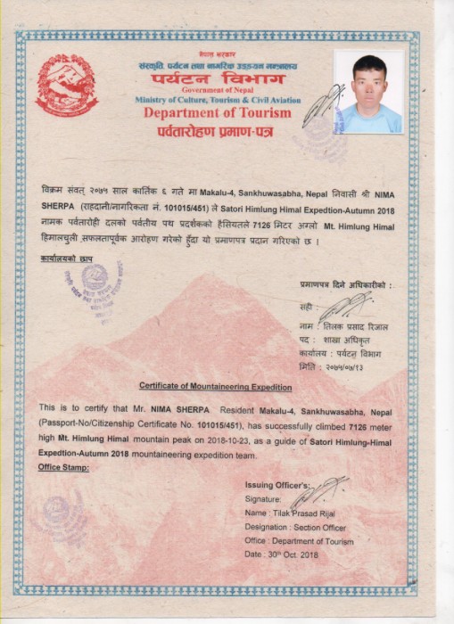 Himlung Expedition Autumn 2018 