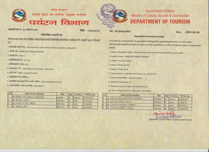  Lhotse Expedition Spring 2023 