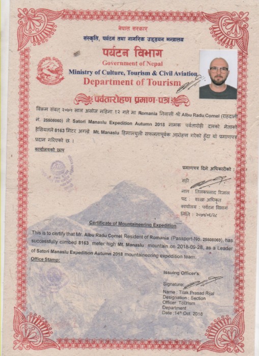  Manaslu Expedition Autumn 2018 