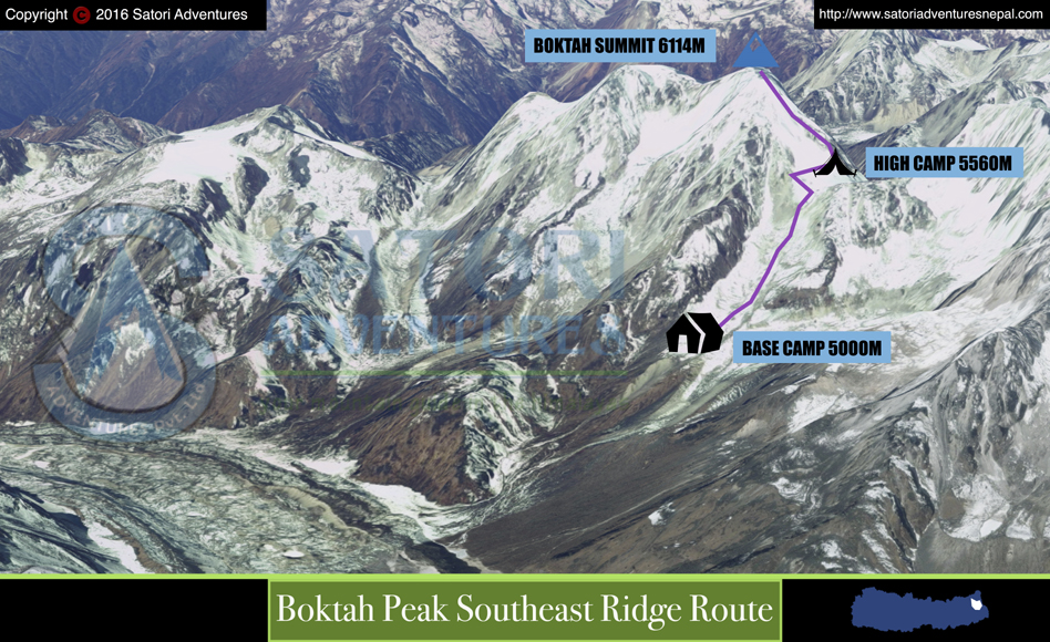 Bokta Peak Climbing route map