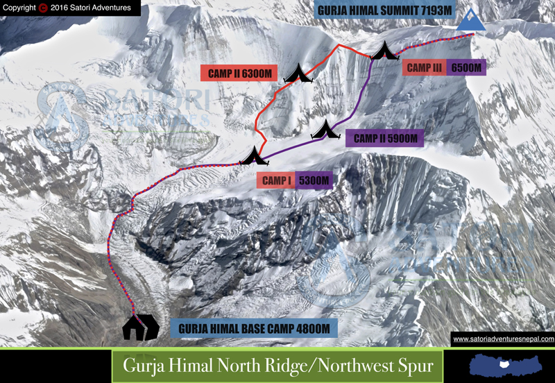 Gurja Himal Expedition route map