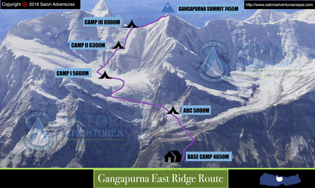 Gangapurna Expedition route map