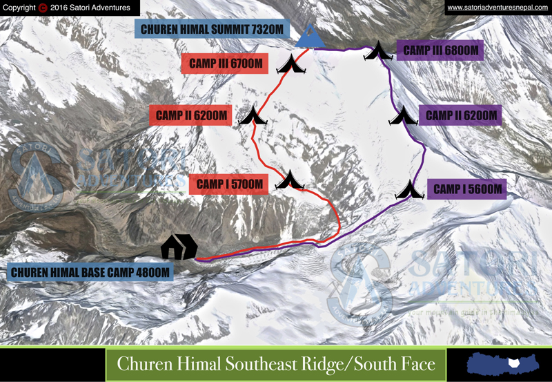 Churen Himal Expedition route map