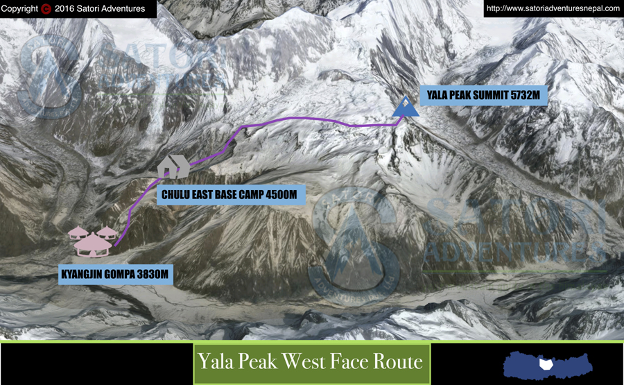 Yala and Naya Kanga Peak Climbing route map