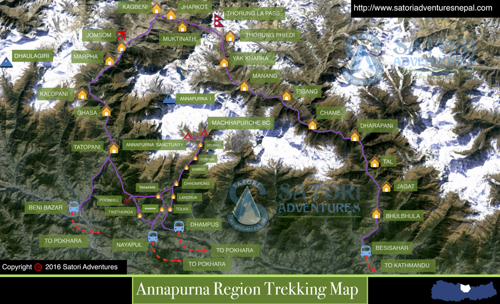 Annapurna Base Camp Trek route map