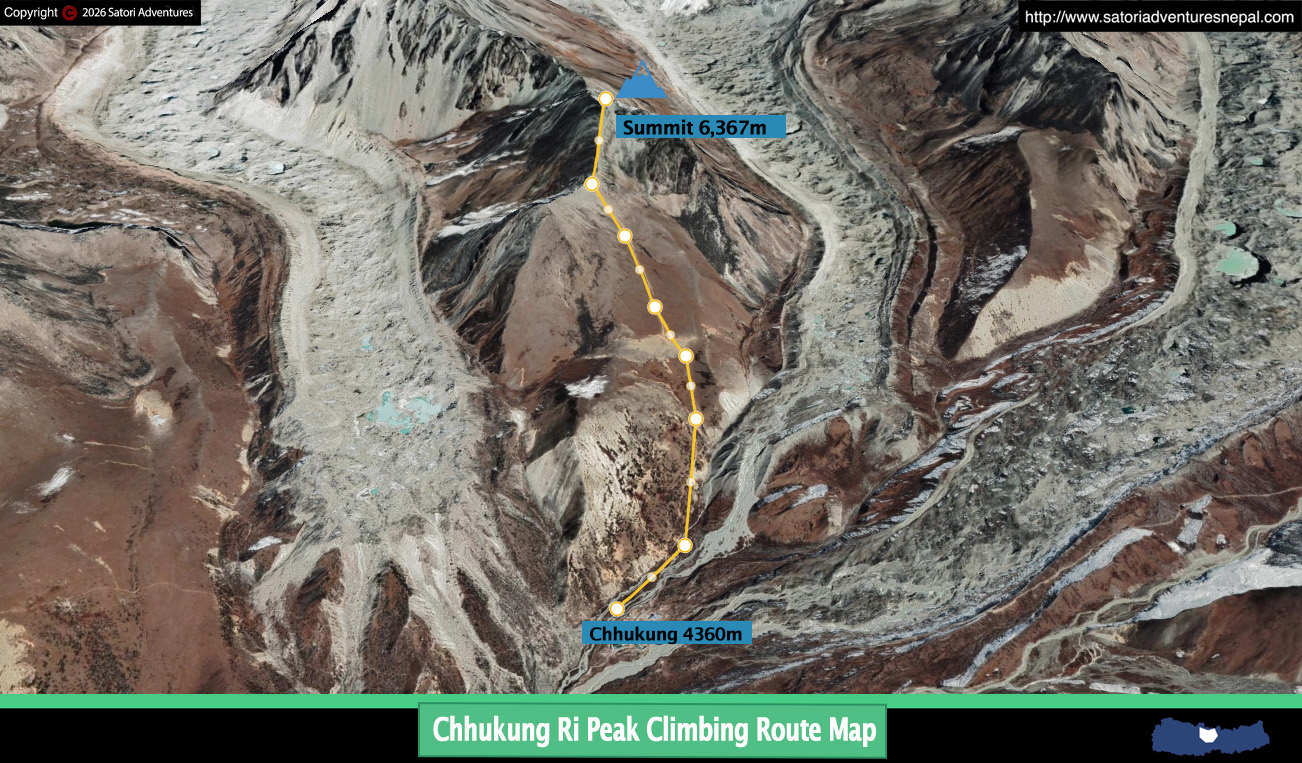 Chhukung Ri Peak Climbing route map