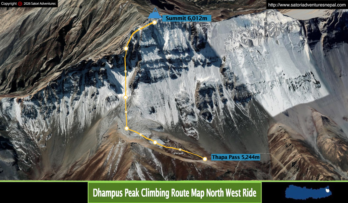 Dhampus Peak Climbing route map