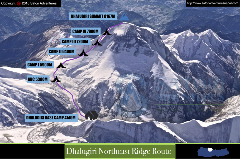 Dhaulagiri Expedition route map