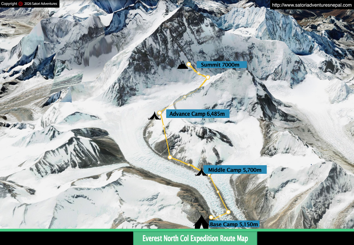 Everest North Col Expedition route map