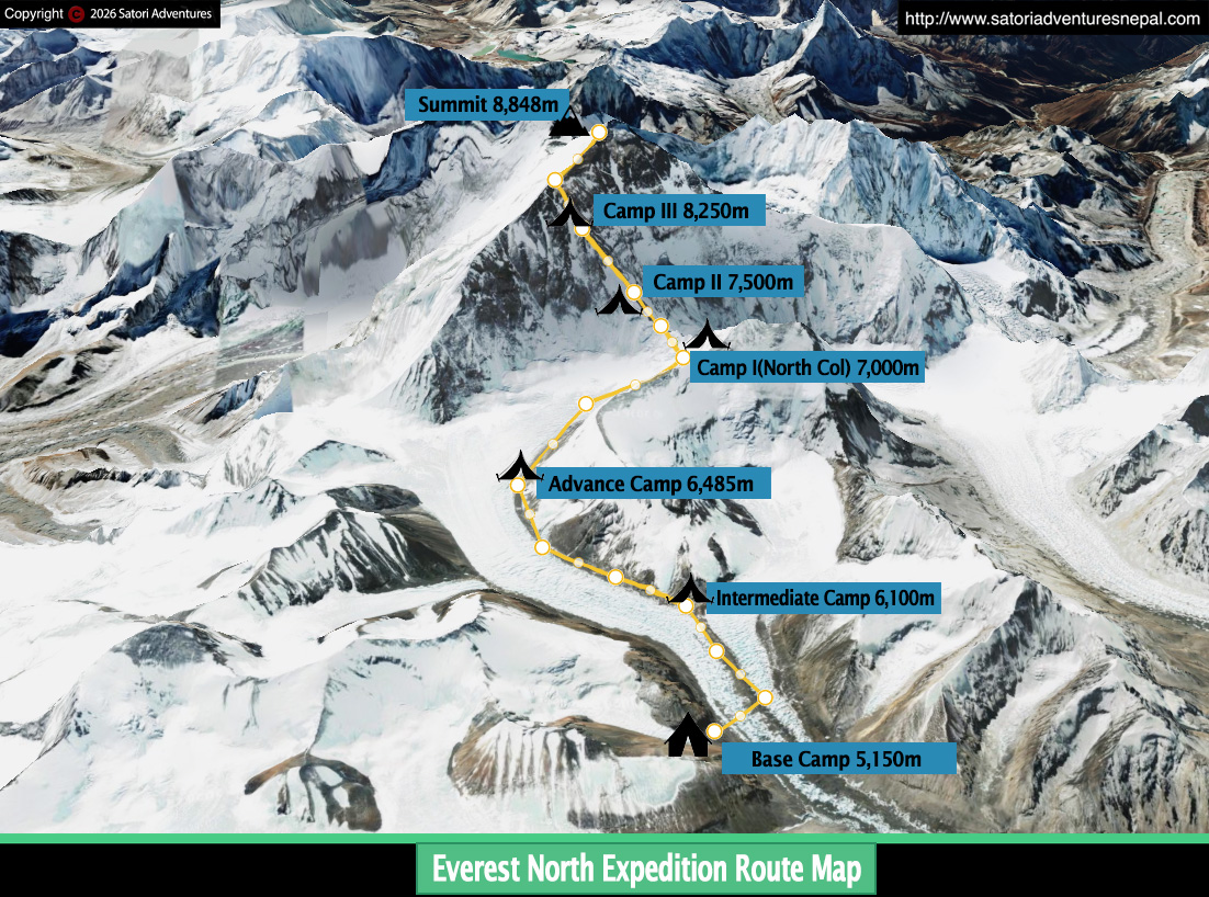 Everest Expedition North route map