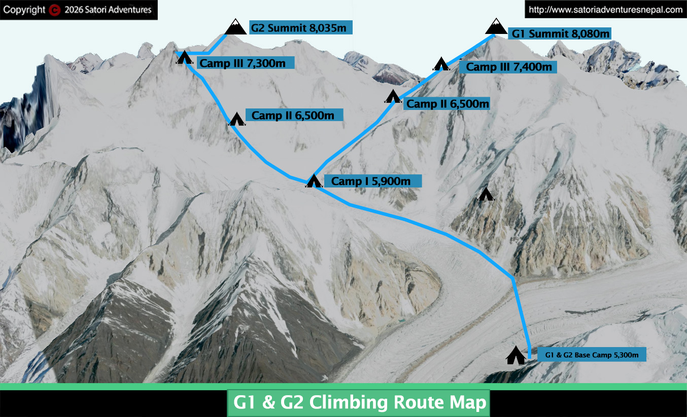 Gasherbrum II Expedition route map