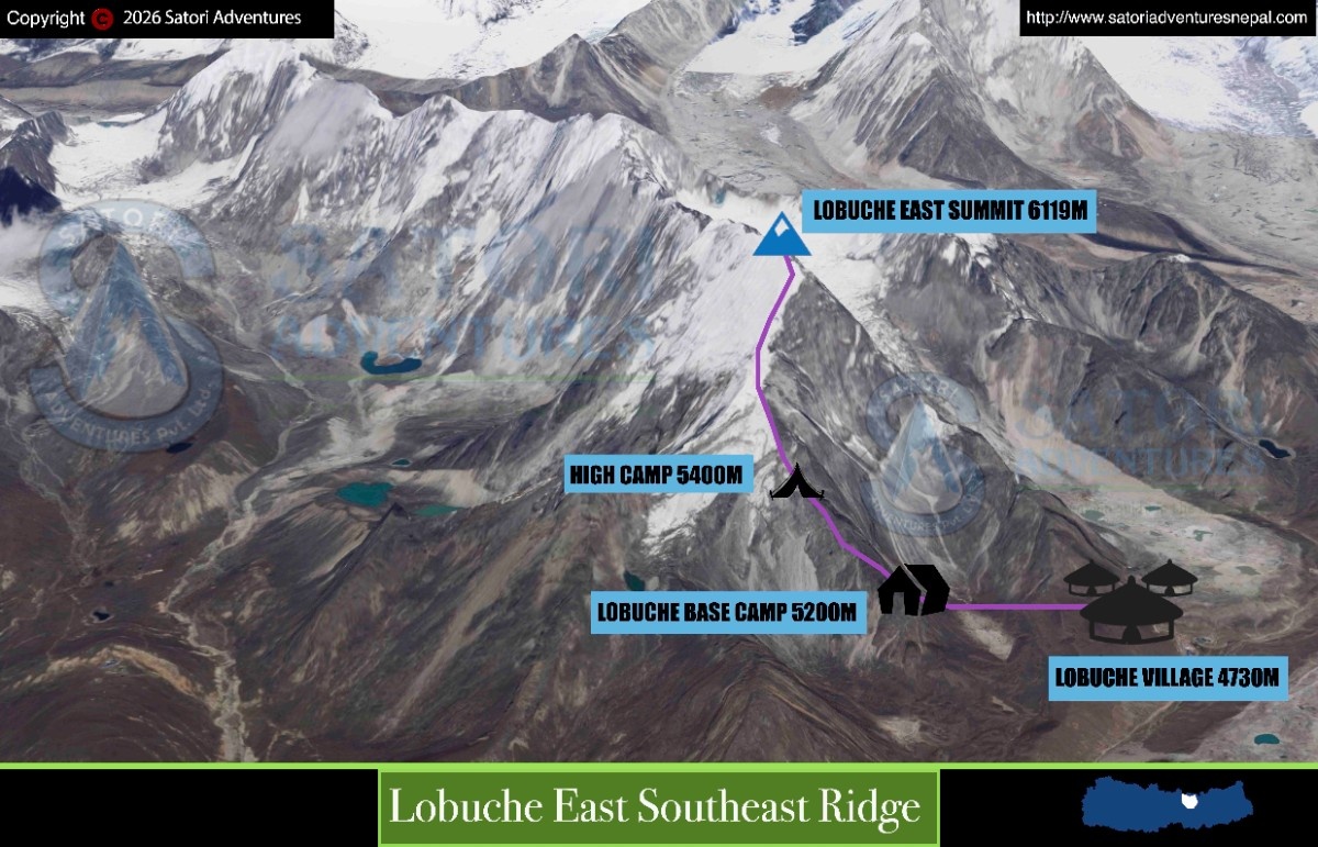 Lobuche East Peak Climbing route map