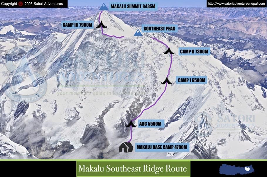 Makalu Expedition route map