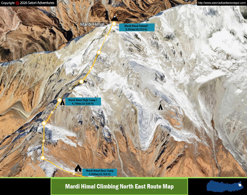 Mardi Himal Climbing route map