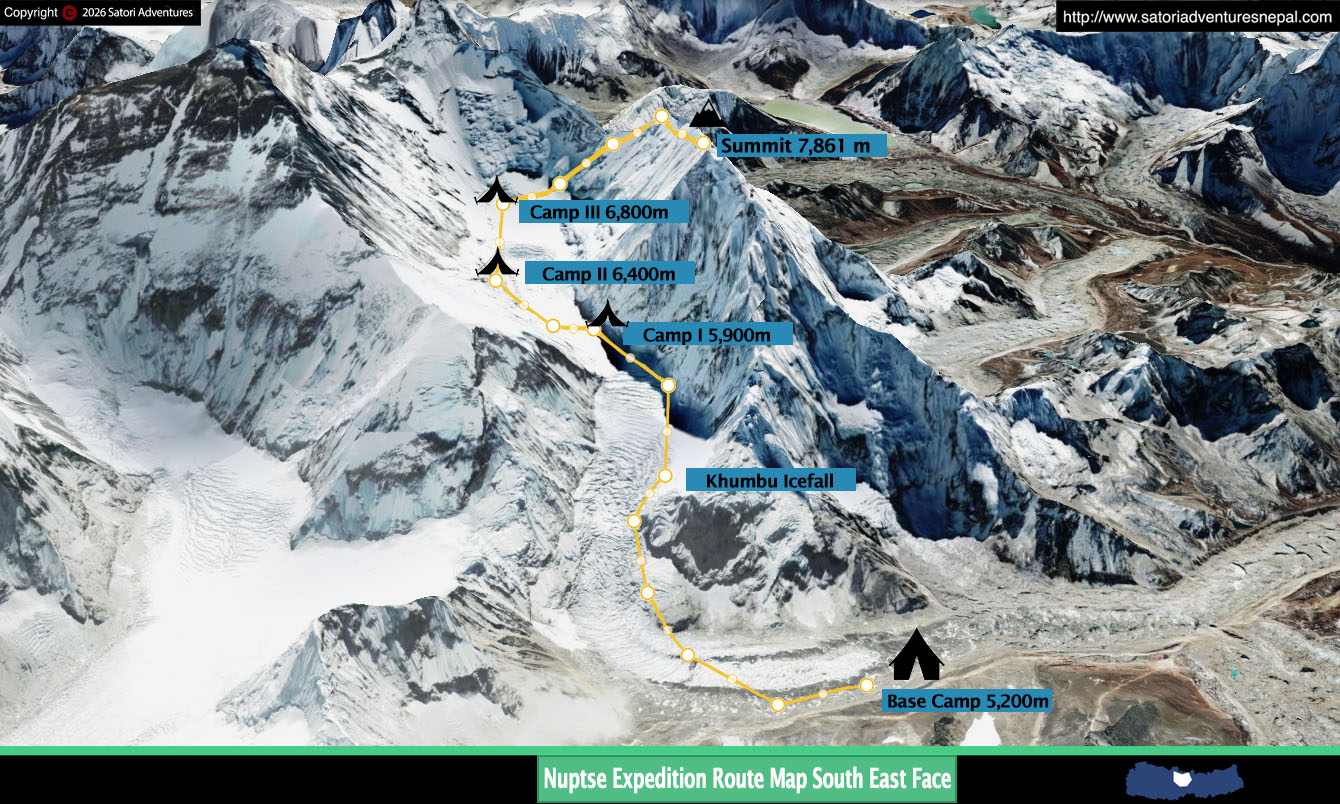 Nuptse Expedition route map