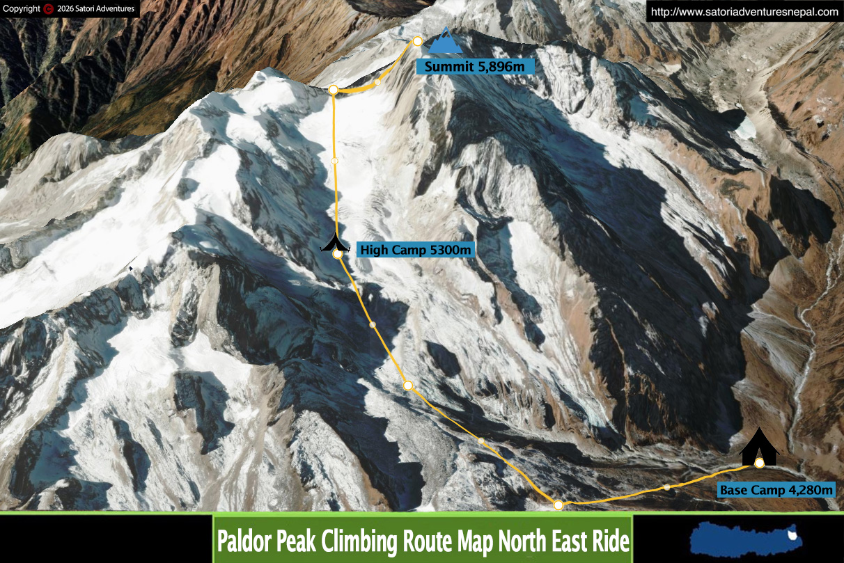 Paldor Peak Climbing route map