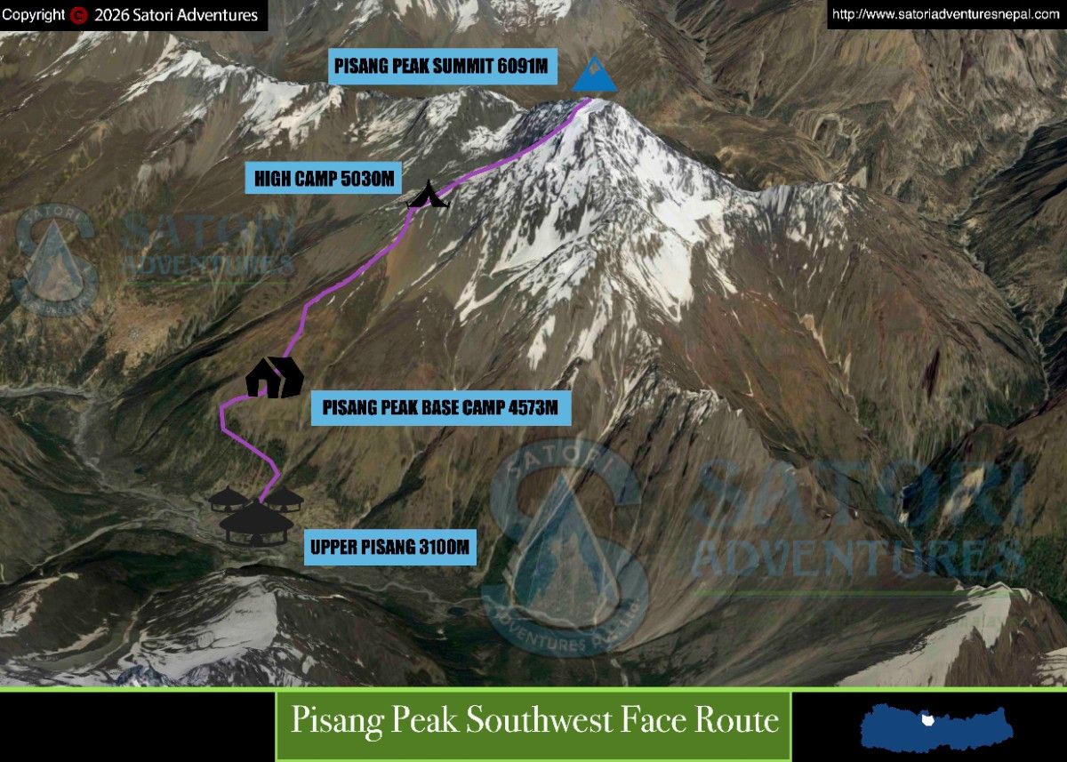 Pisang Peak Climbing route map