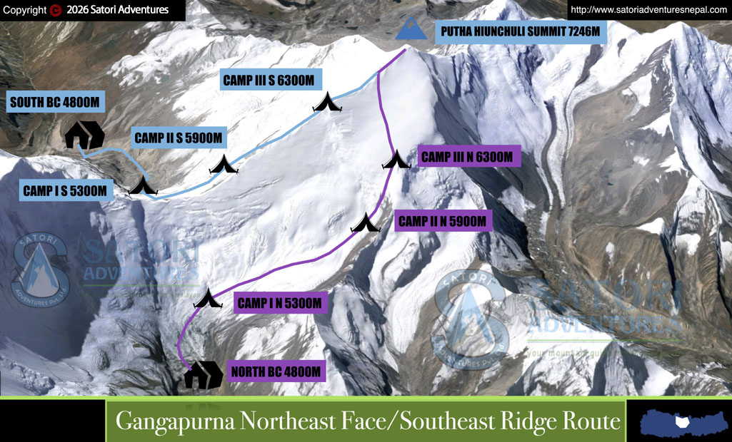 Putha Hiunchuli Climbing route map