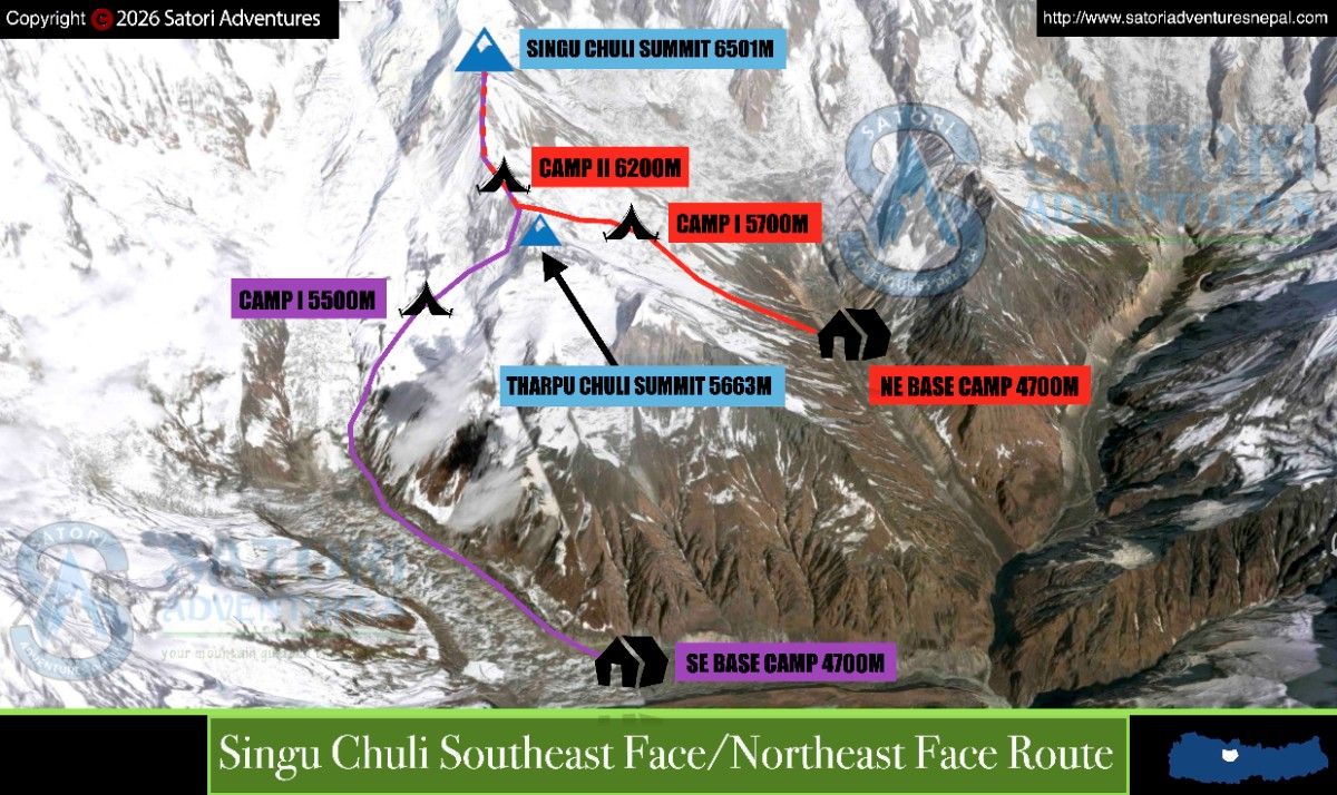 Singu Chuli Peak Climbing route map